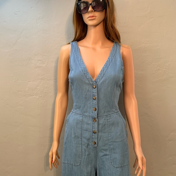 BCBG Pants - BCBGmaxazria Sleeveless Button Front Jumpsuit